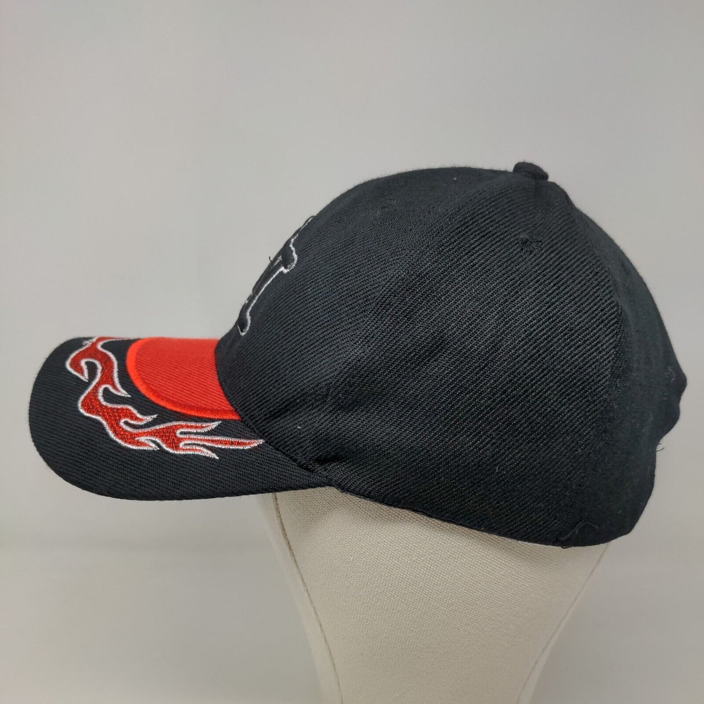 Unbranded Men's Strapback Hat Black Adjustable Embroidered New York Flames Logo