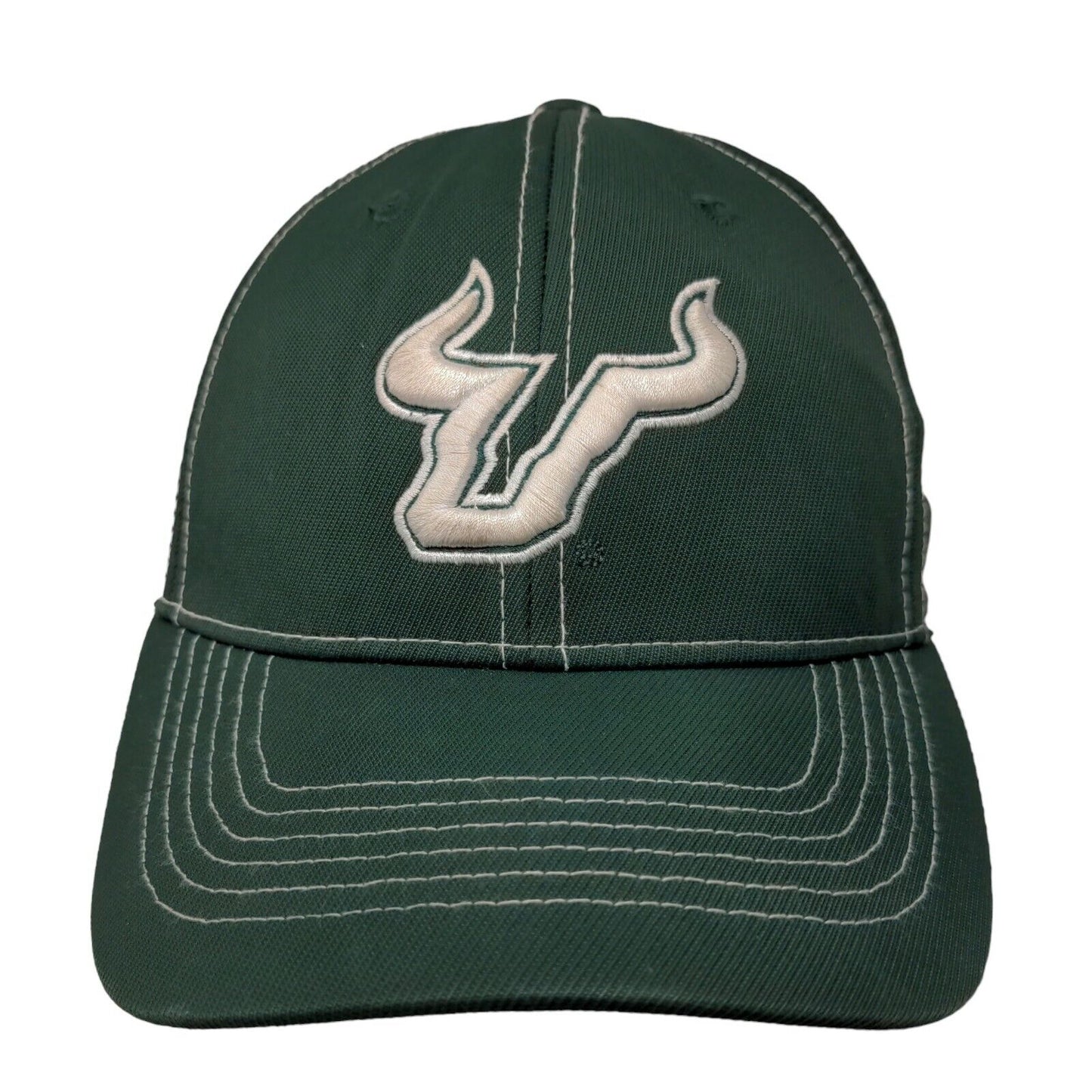 Top of the World Men's Fitted Hat Green S-M Embroidered USF Bulls Logo