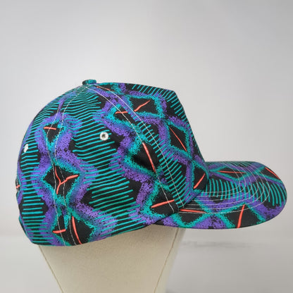 Cameo 5 Panel Black Purple Green One Size All Over Print Abstract Pattern Hat