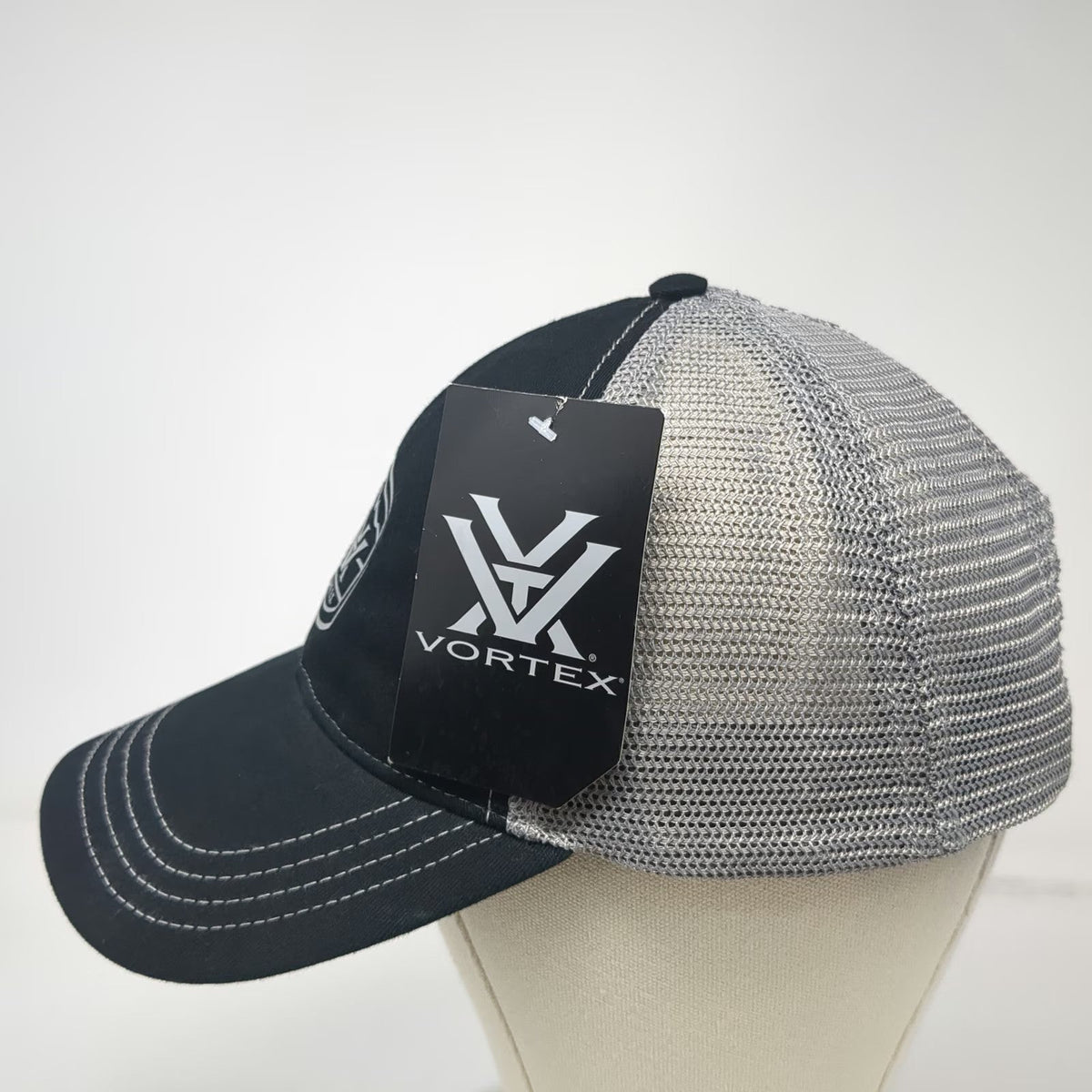 Vortex Trucker Hat Black Gray One Size Mesh Snapback Mountain Logo Patch Brim