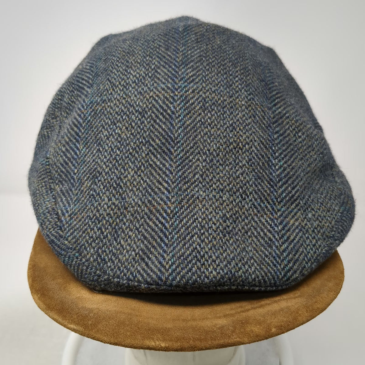 Quaker Marine Supply Newsboy Cap Blue XL Wool Suede Brim Fitted Hat Made USA