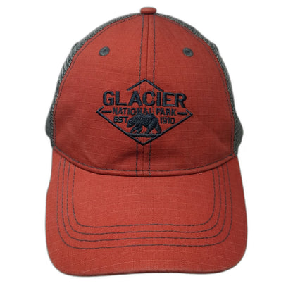 Prairie Mountain Trucker Hat Red One Size Glacier National Park Bear Mesh Back