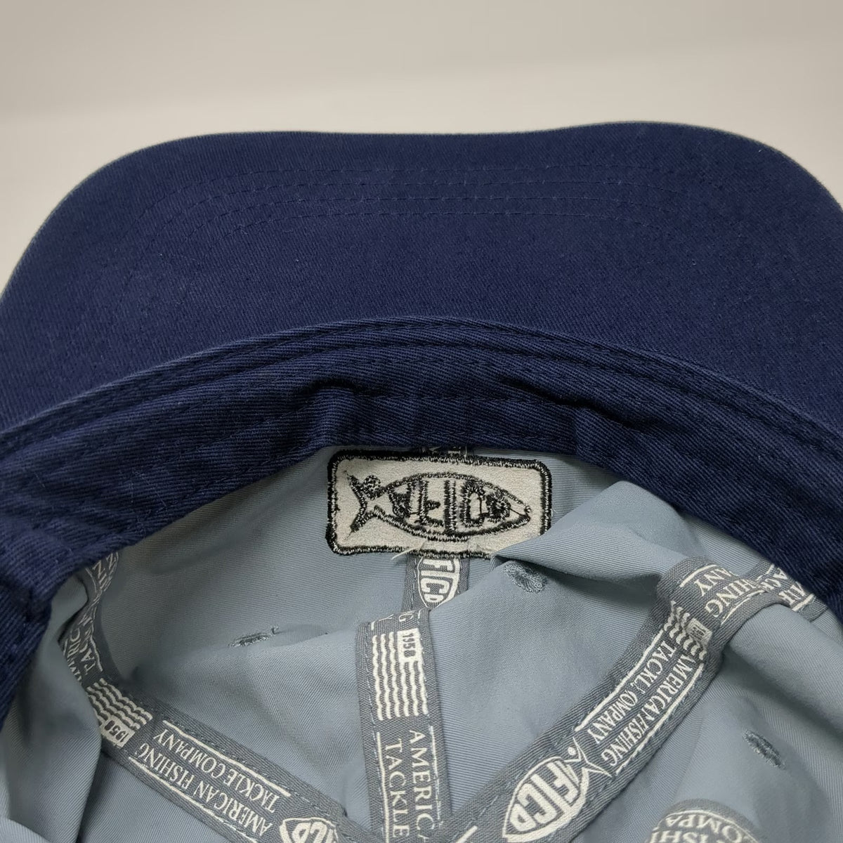 AFTCO Baseball Cap Blue One Size Strapback Nylon Fishing Hat Fish Logo Patch