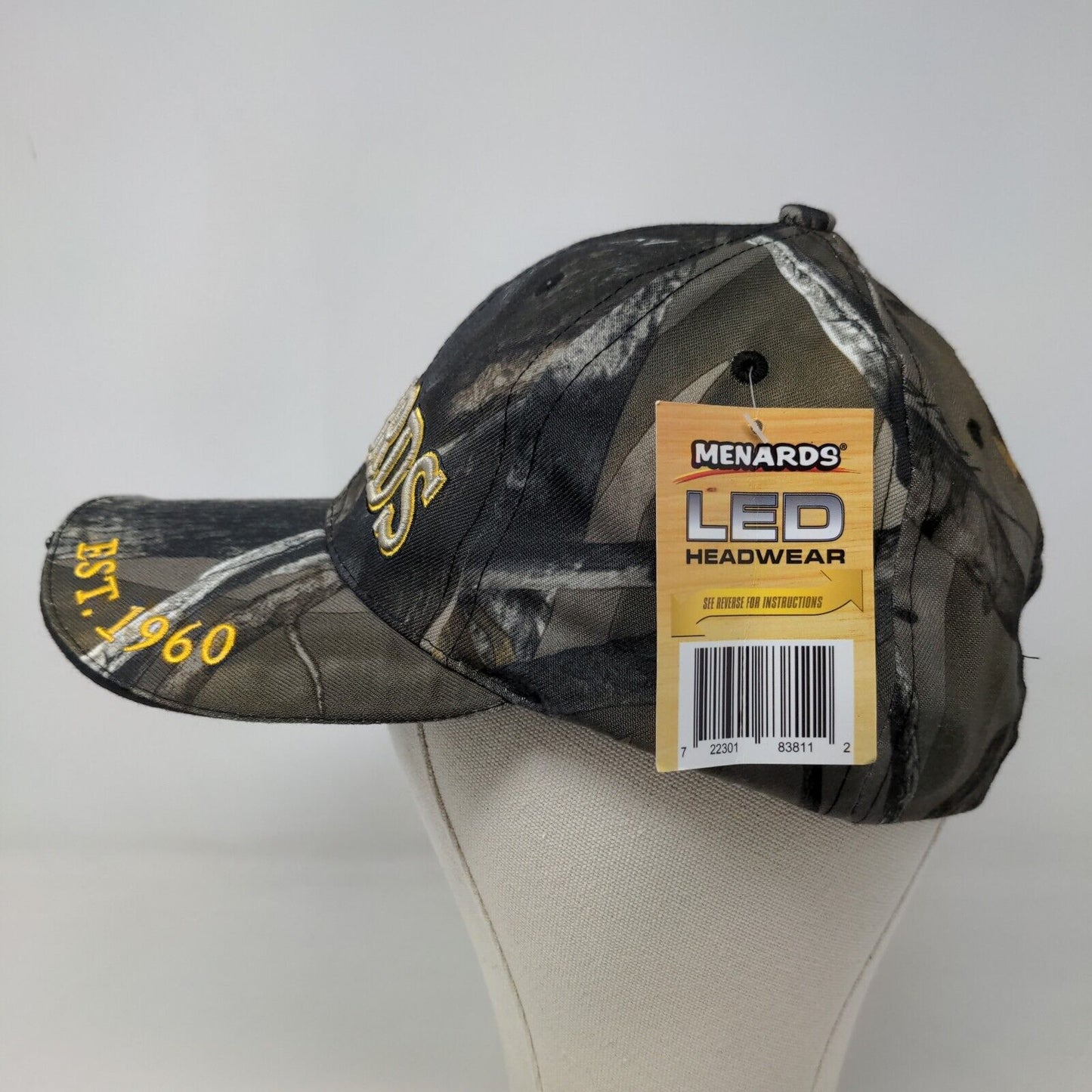 Menards Men's Strapback Hat Camo Adjustable Embroidered Logo Light Up LED W/Tags