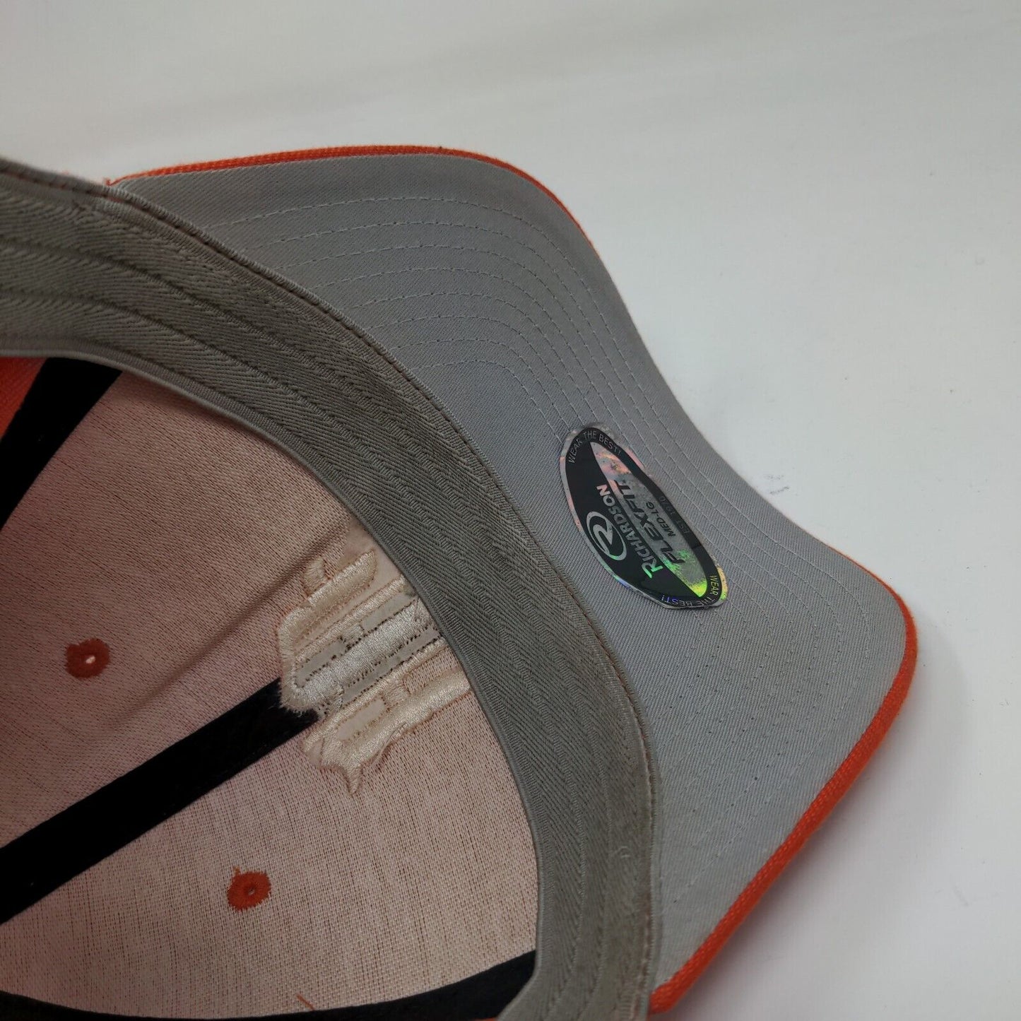 Richardson Fitted Hat Orange M/L Embroidered Vented Holes Pro 185 Flexfit