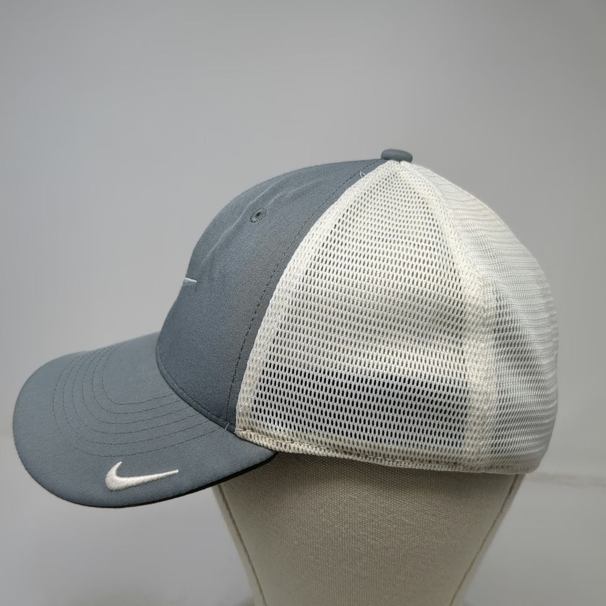 Nike Baseball Cap Gray XL Mesh Back Dri-Fit Legacy 91 Swoosh Hat Stretch Fit