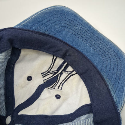 Green Field Baseball Cap Blue One Size Denim NY Logo Slideback Cotton Korea Hat