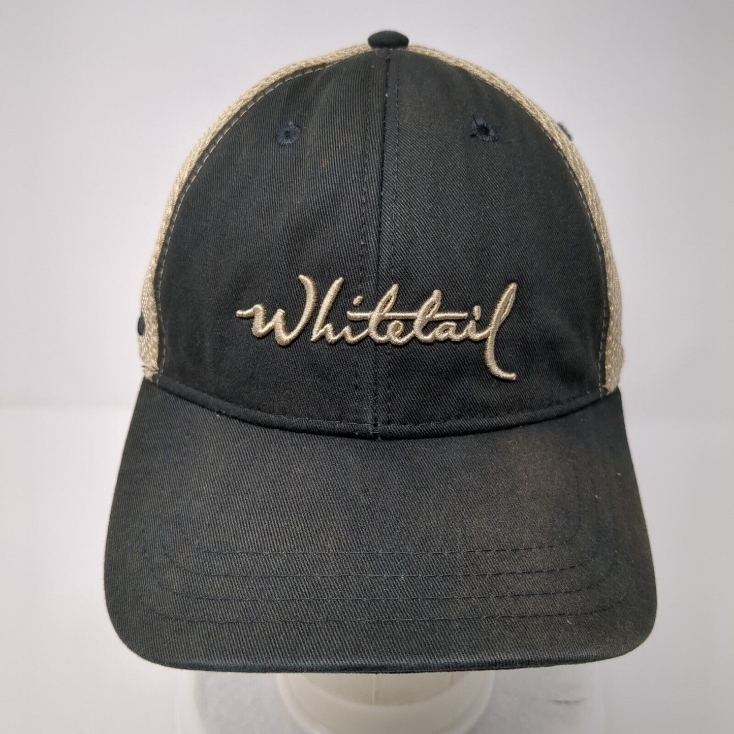 Whitetail Staff Strapback Mesh Back Hat Black One Size Adjustable Pukka