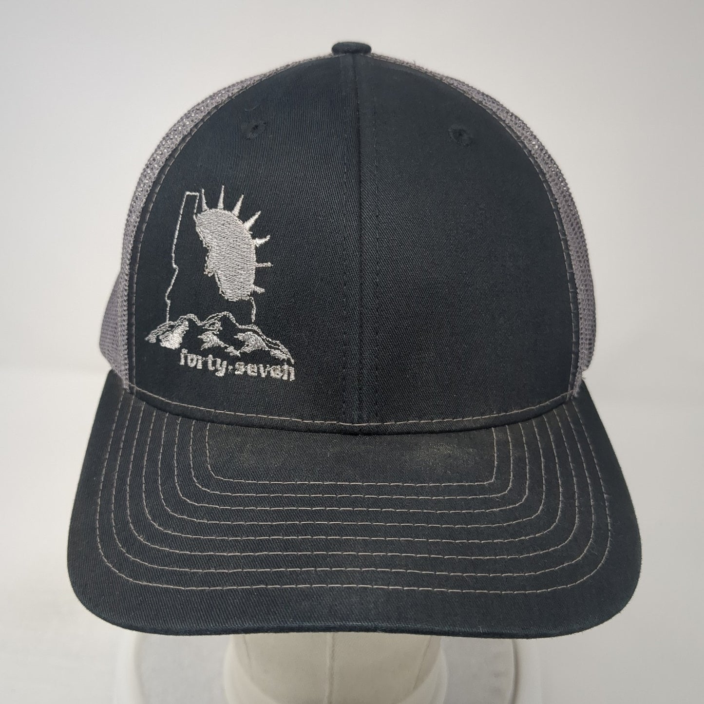 Forty-Seven Snapback Trucker Hat Black One Size Adjustable Mesh Back Richardson