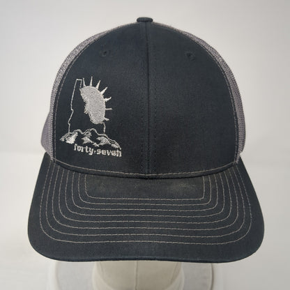 Forty-Seven Snapback Trucker Hat Black One Size Adjustable Mesh Back Richardson