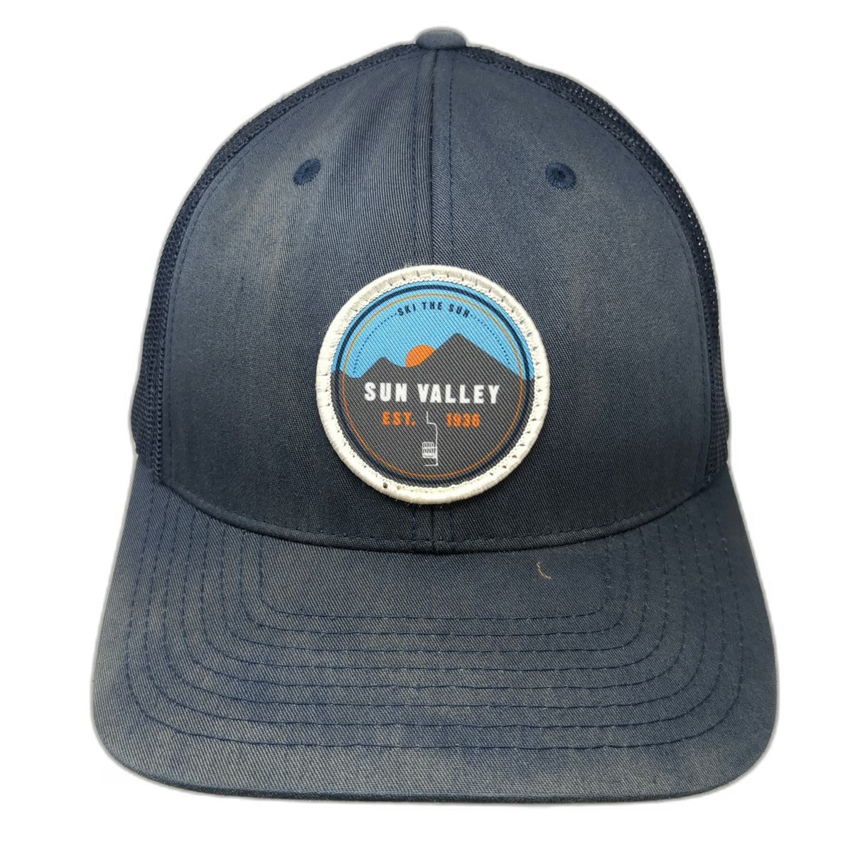 YOU KNOW Trucker Hat Blue One Size Sun Valley Ski Resort Mountain Patch Snapback