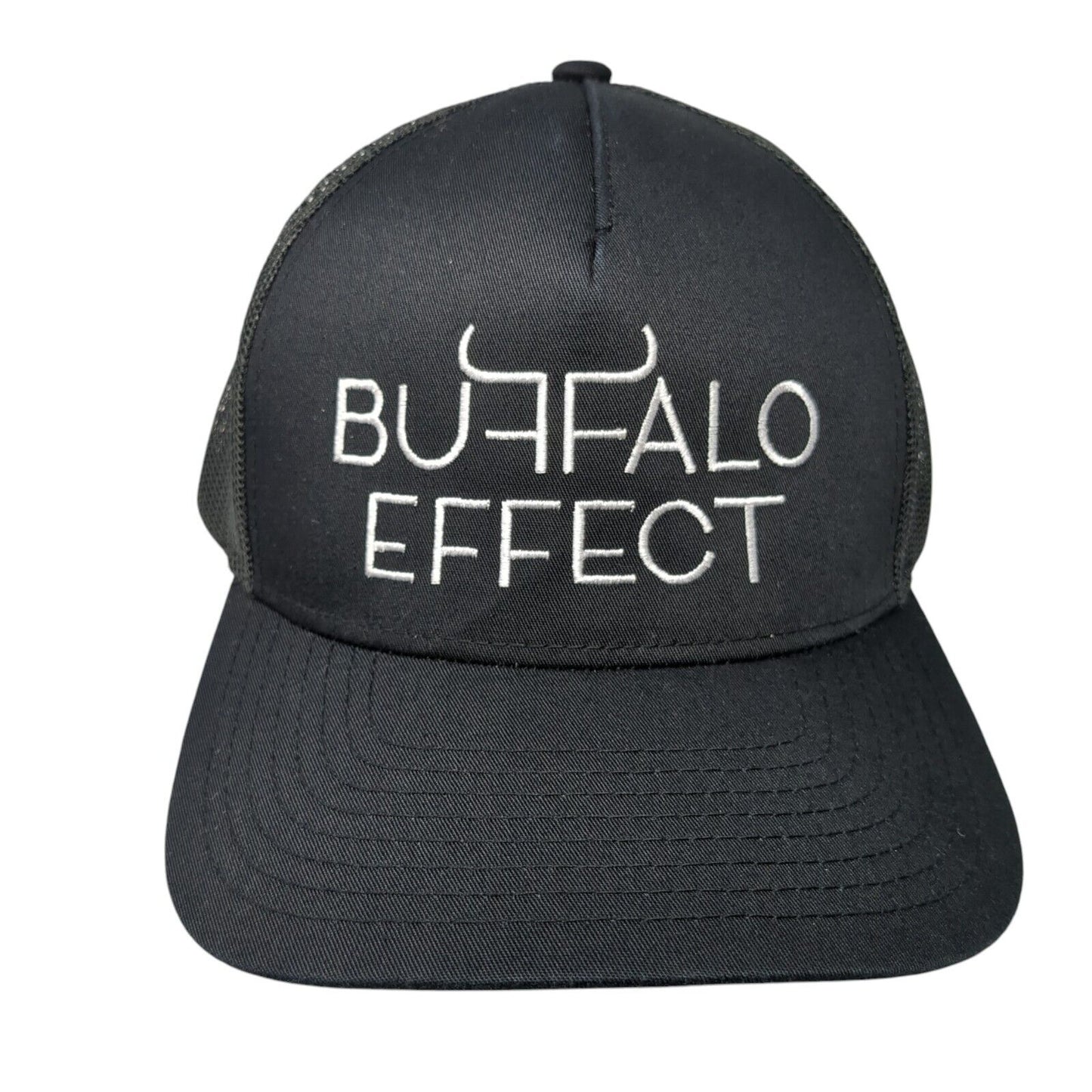 Buffalo Effect Snapback Mesh Back Trucker Hat Black One Size Solid