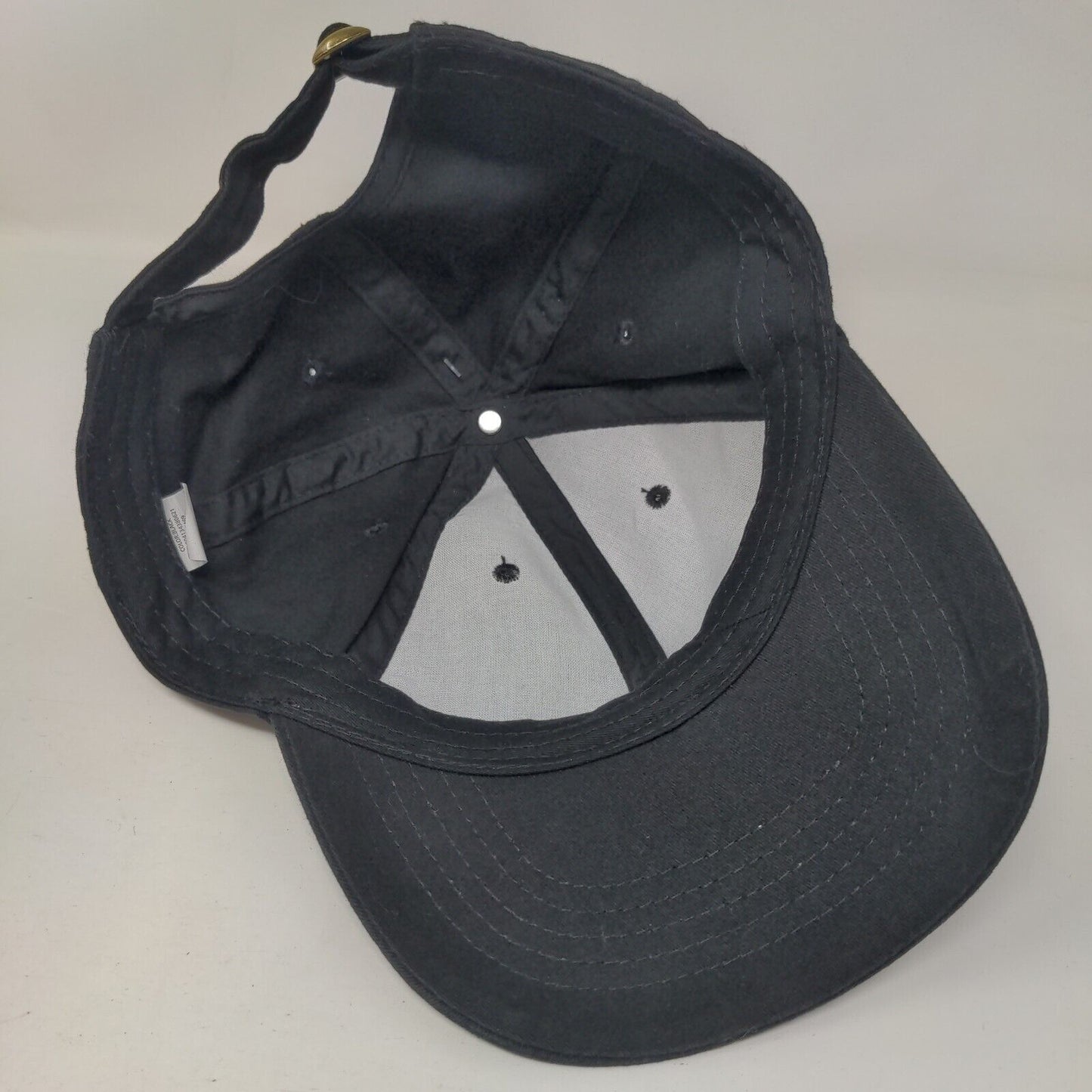 Unbranded Slideback Hat Black OSFM Adjustable Vented Holes 6 Panel Blank