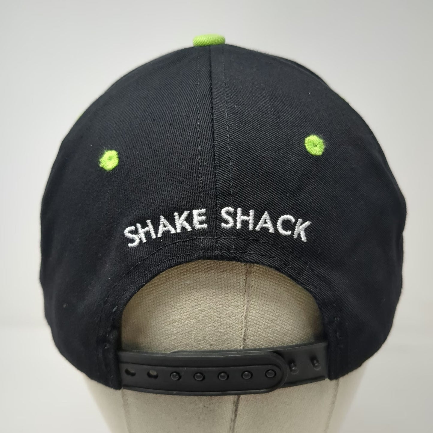 Shake Shack Snapback Black One Size Green Burger Logo Under Brim Patterned Hat