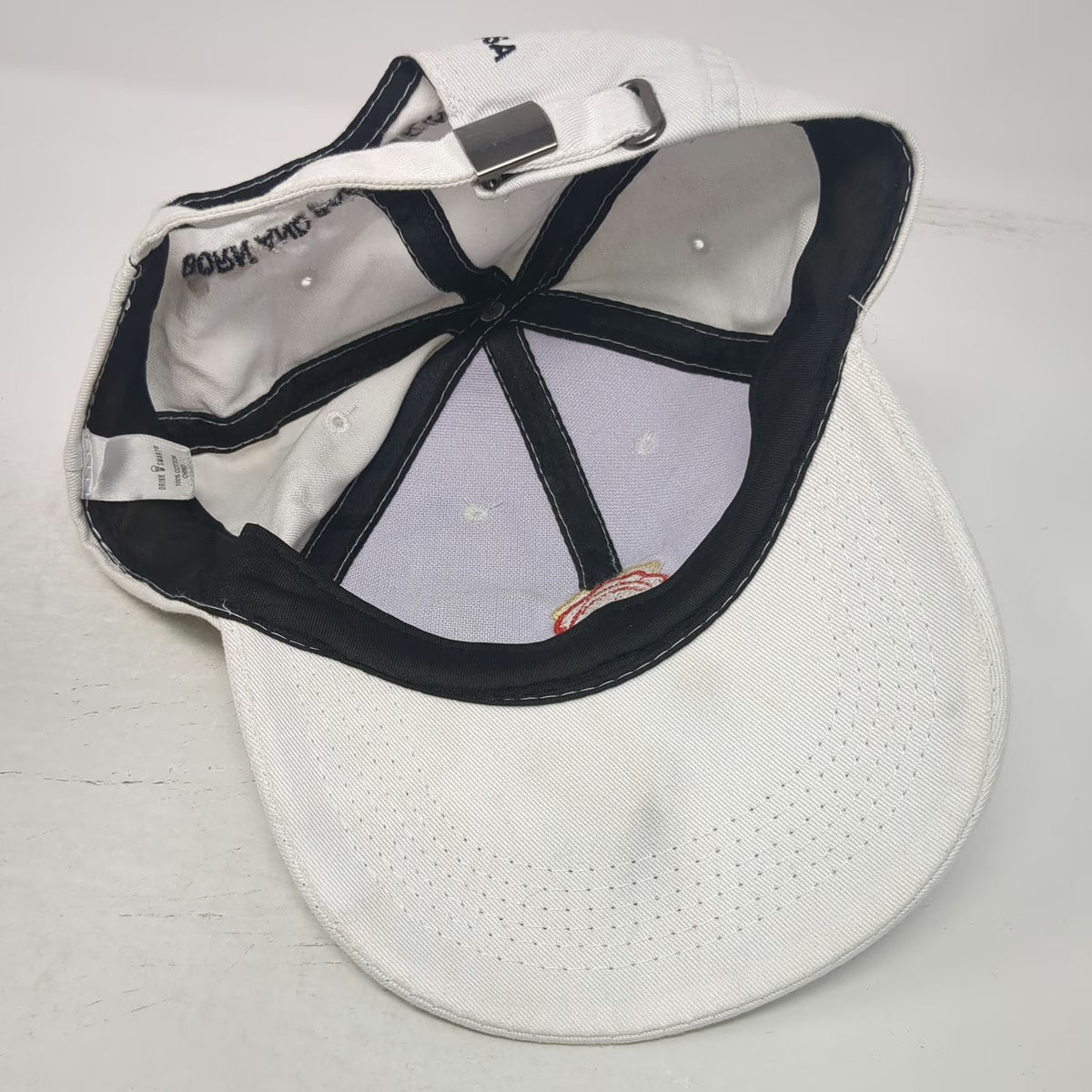 Jim Beam Baseball Cap White One Size Born and Barreled in the USA Cotton Hat