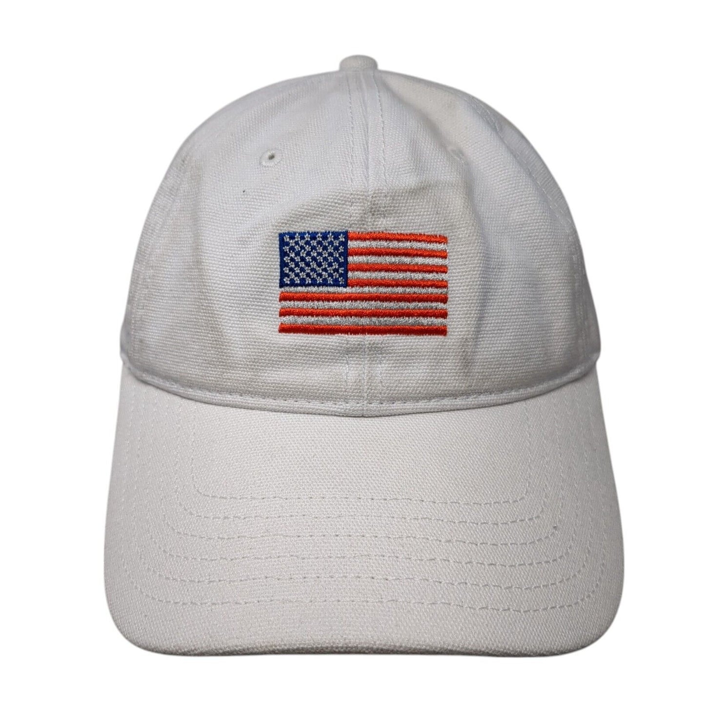 American Flag Slideback Hat White One Size Adjustable Embroidered