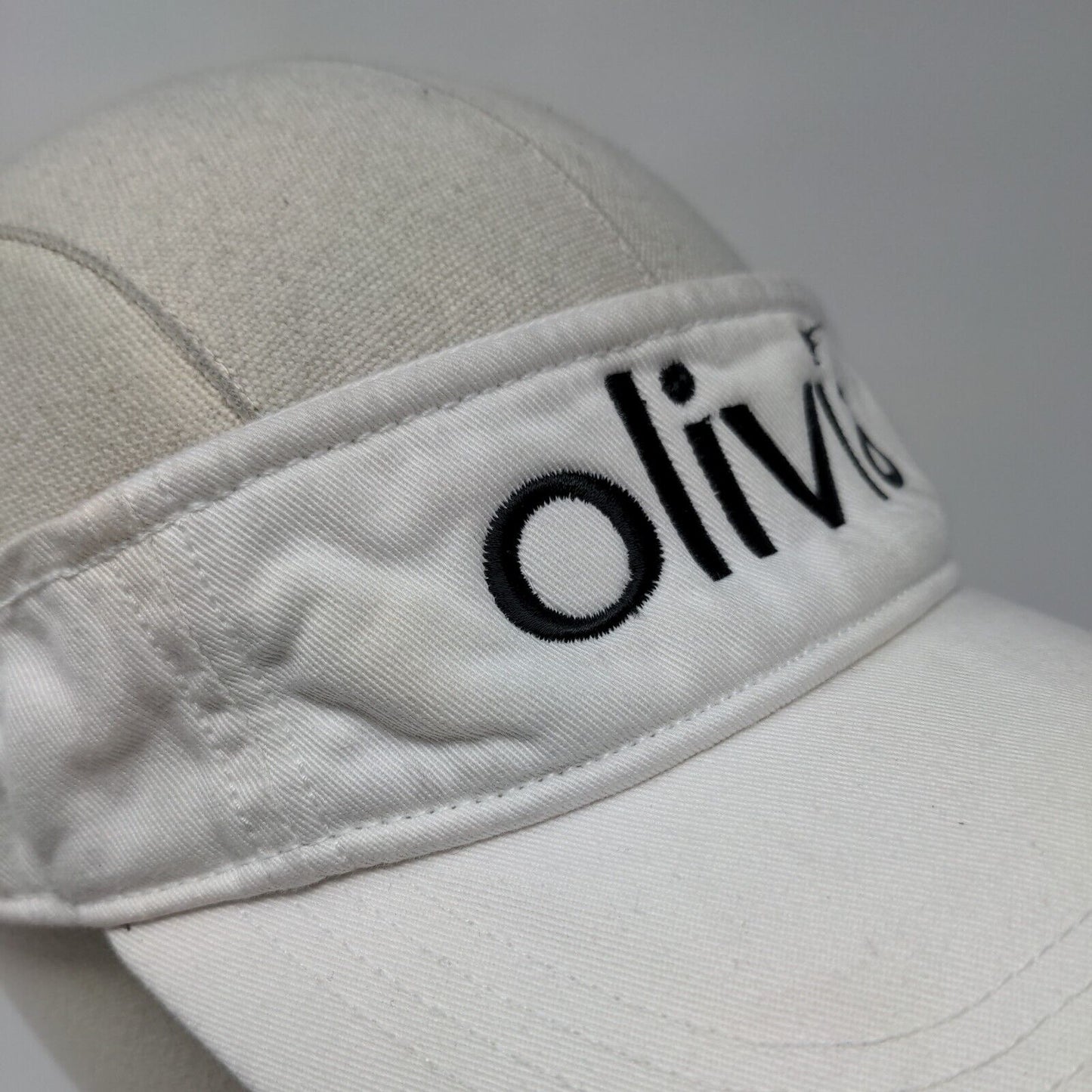 Olivia Strapback Visor Hat White One Size Embroidered Alternative