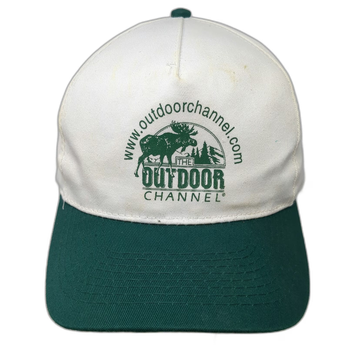 Otto 5 Panel Hat White Green OS Outdoor Channel Moose Graphic Snapback Logo