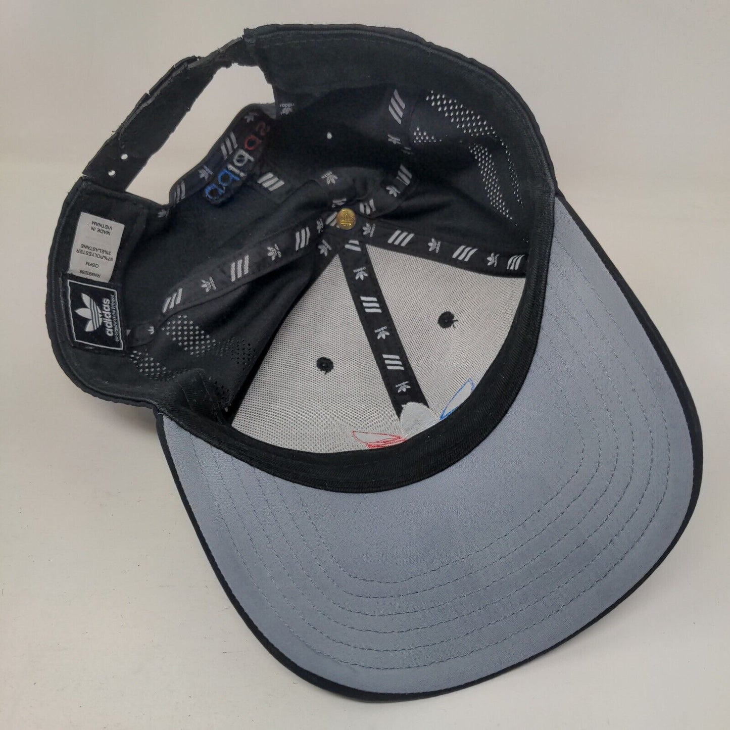 Adidas Snapback Hat Black OSFM Embroidered Trefoil Adjustable 6 Panel