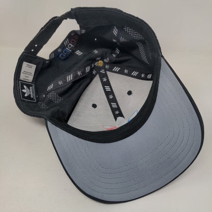 Adidas Snapback Hat Black OSFM Embroidered Trefoil Adjustable 6 Panel