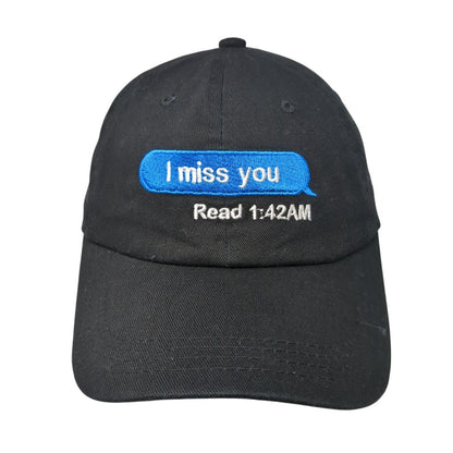 I Miss You Slideback Hat Black One Size Adjustable Embroidered Carbon