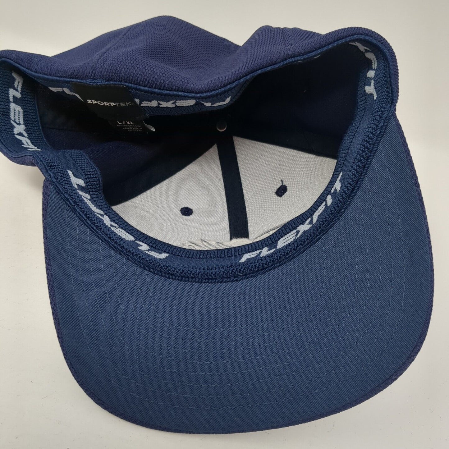 Pellce Fitted Hat Blue L/XL Embroidered Stretch Flexfit Sport-Tek