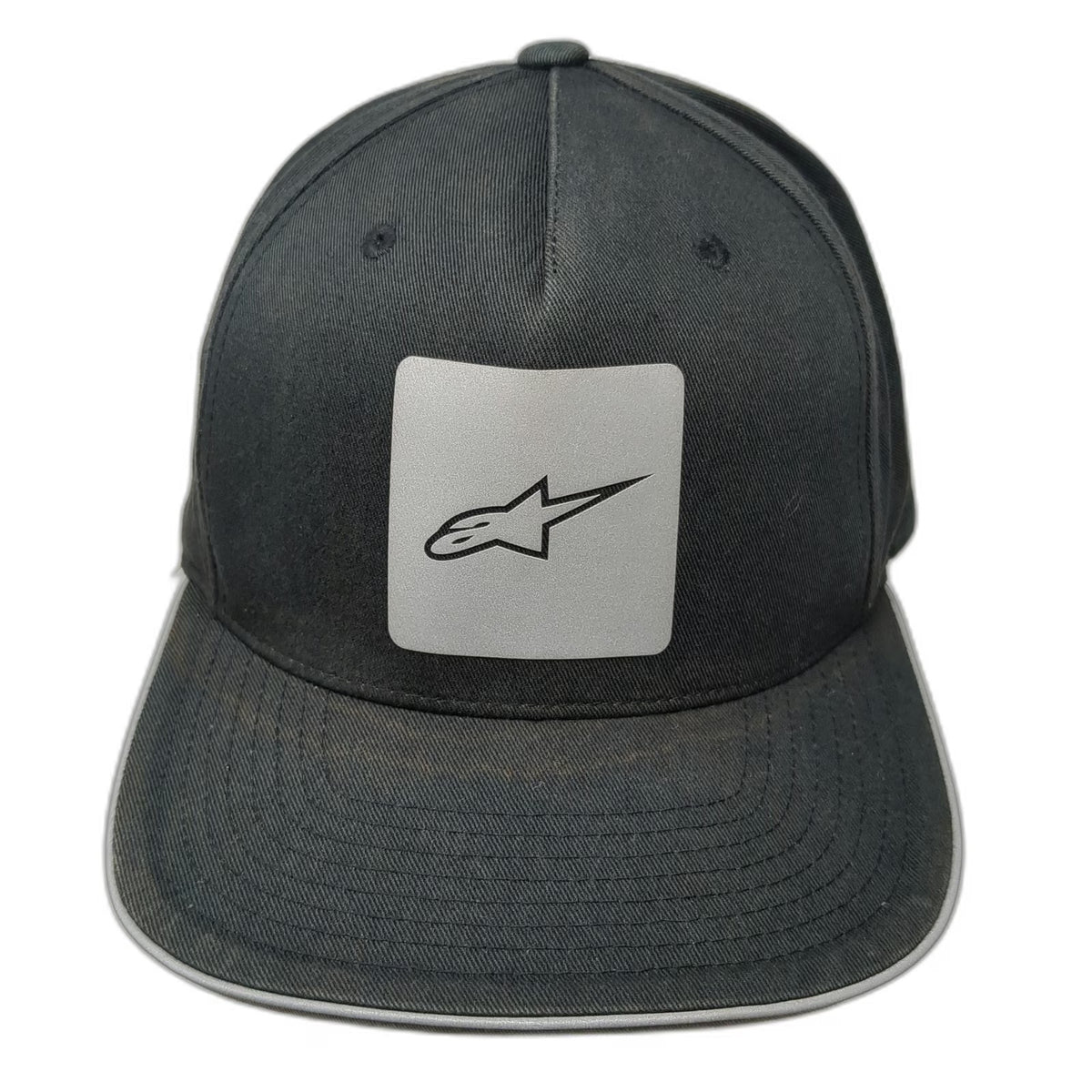 Alpinestars Snapback Hat Black One Size Logo Gray Trim 100% Cotton Adjustable