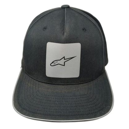Alpinestars Snapback Hat Black One Size Logo Gray Trim 100% Cotton Adjustable