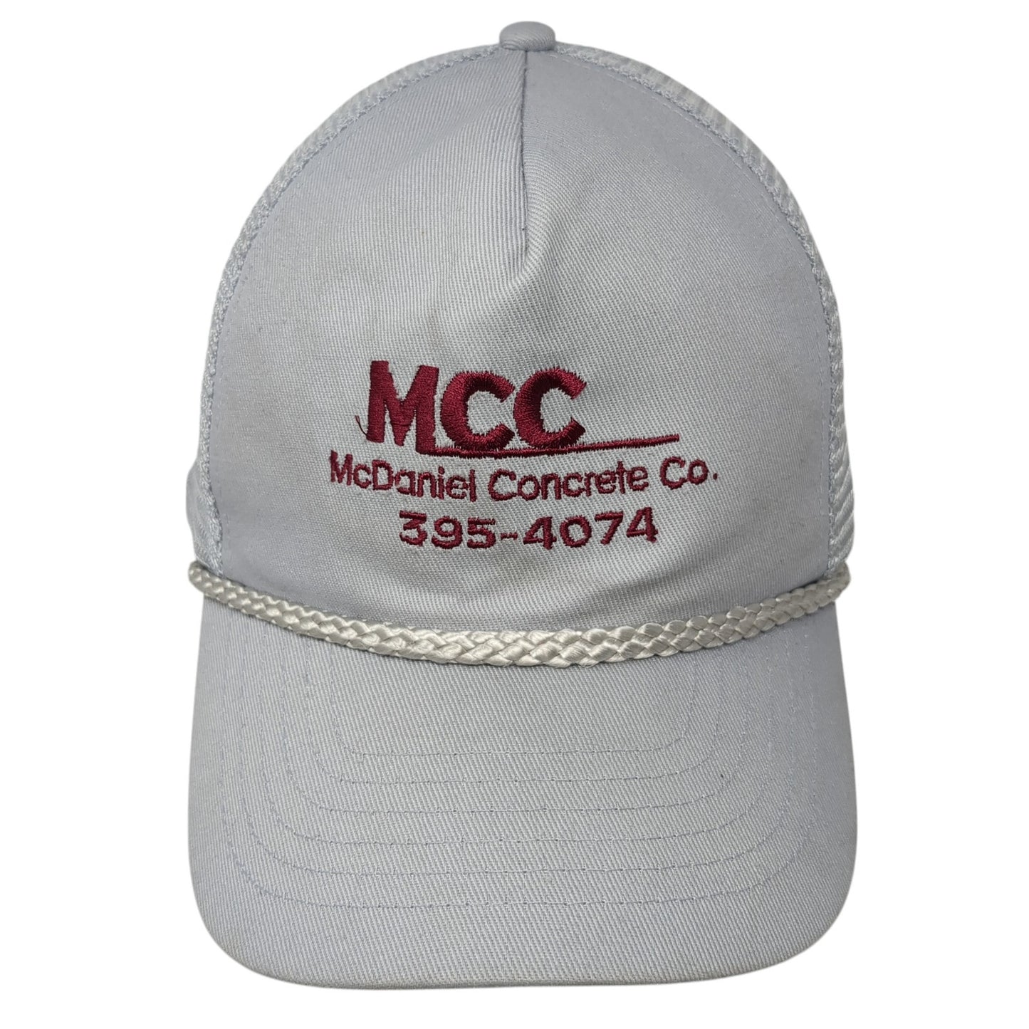 MCC McDaniel Concrete Co. Rope Trucker Hat Gray One Size Mesh Back