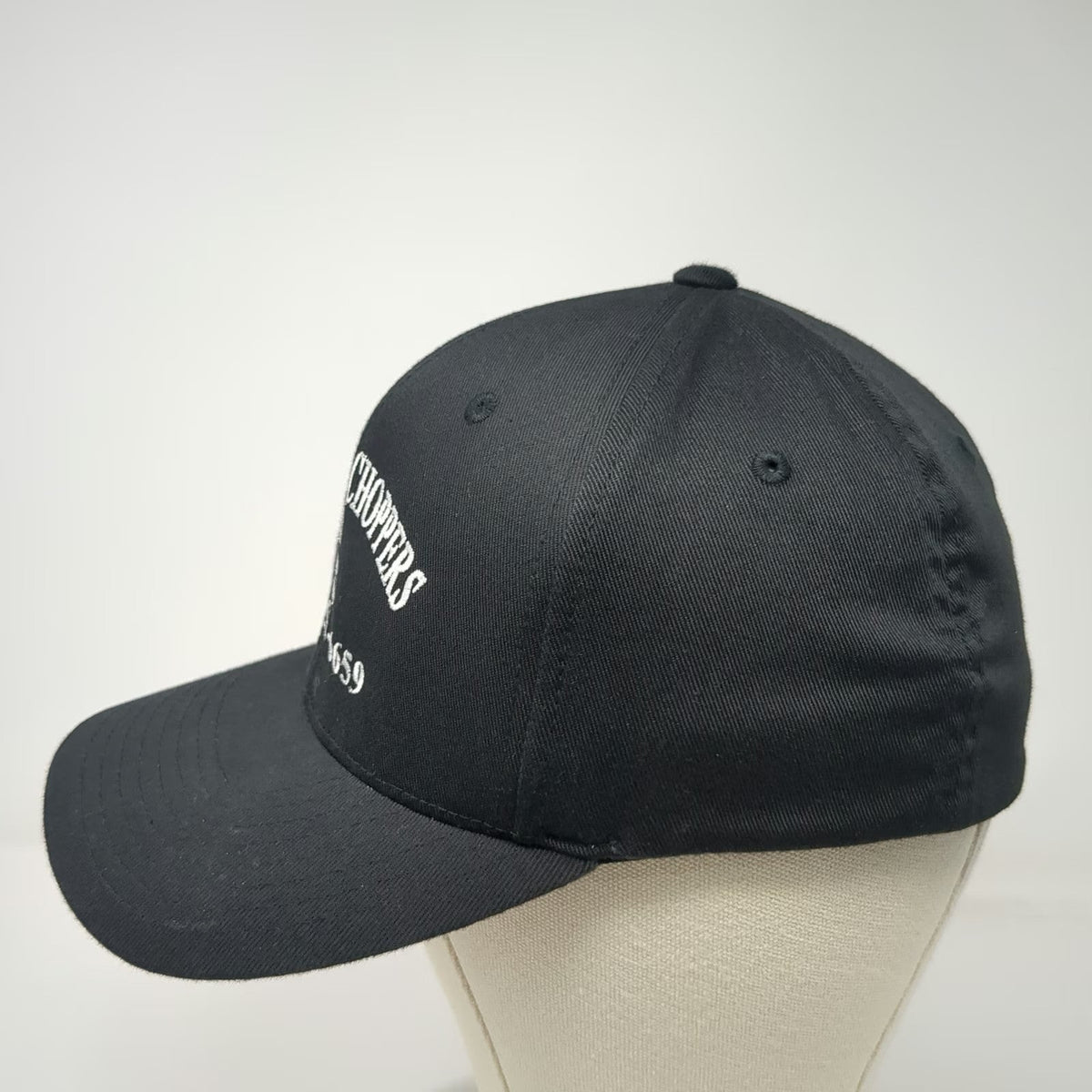 Port Authority Baseball Cap Black M Old Skool Choppers Skull Flexfit Hat 208 ID