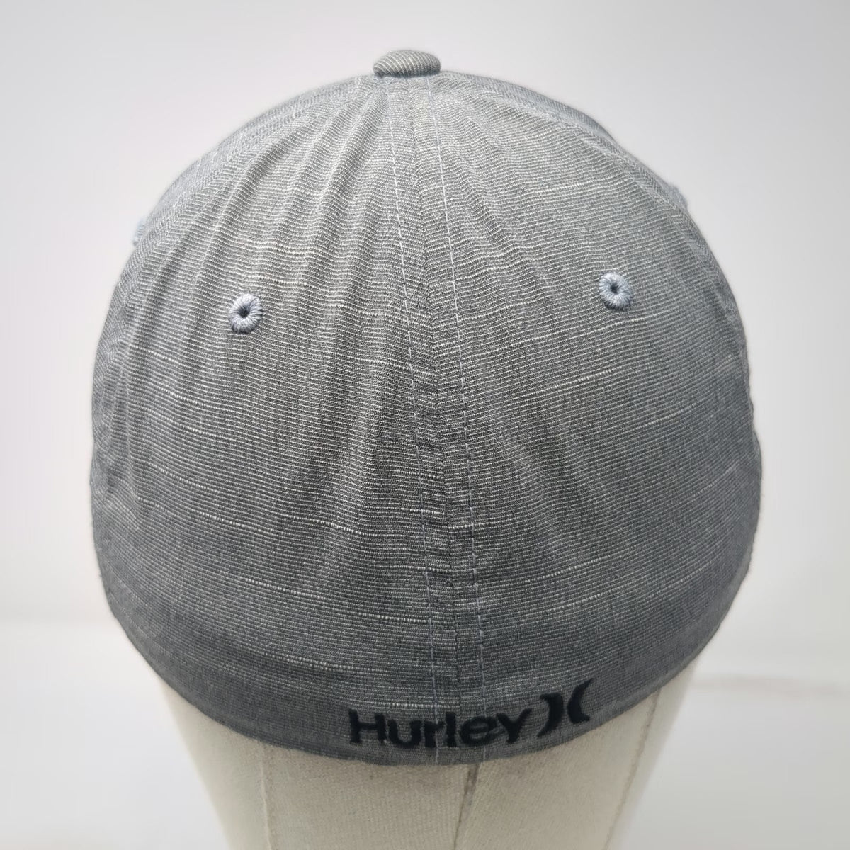 Hurley Baseball Cap Gray M Flexfit Embroidered Logo Curved Brim Stretch Hat