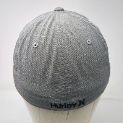 Hurley Baseball Cap Gray M Flexfit Embroidered Logo Curved Brim Stretch Hat