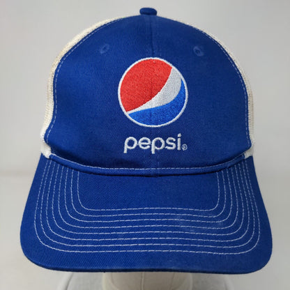 Pepsi Snapback Trucker Hat Blue One Size Embroidered Mesh Back Port Authority