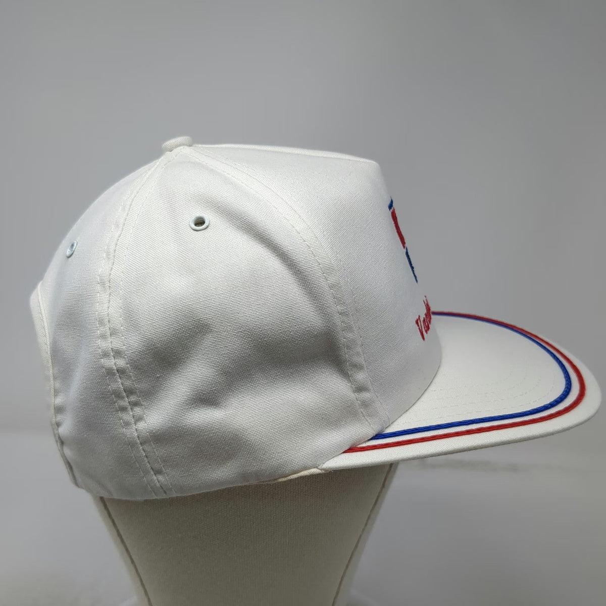 Kap King 5 Panel White Hat Snapback ABS Vandervegt Dairy Red Blue Rope Vintage