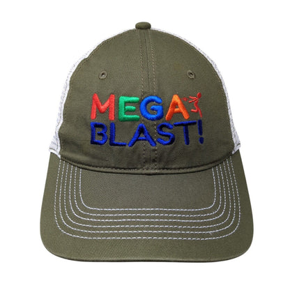 Mega Blast Strapback Trucker Hat Green One Size Adjustable Mesh Back District