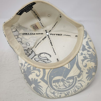 Skin Industries Baseball Cap White 7 1/4 Fitted Pinup Girl Filigree Graphic Hat