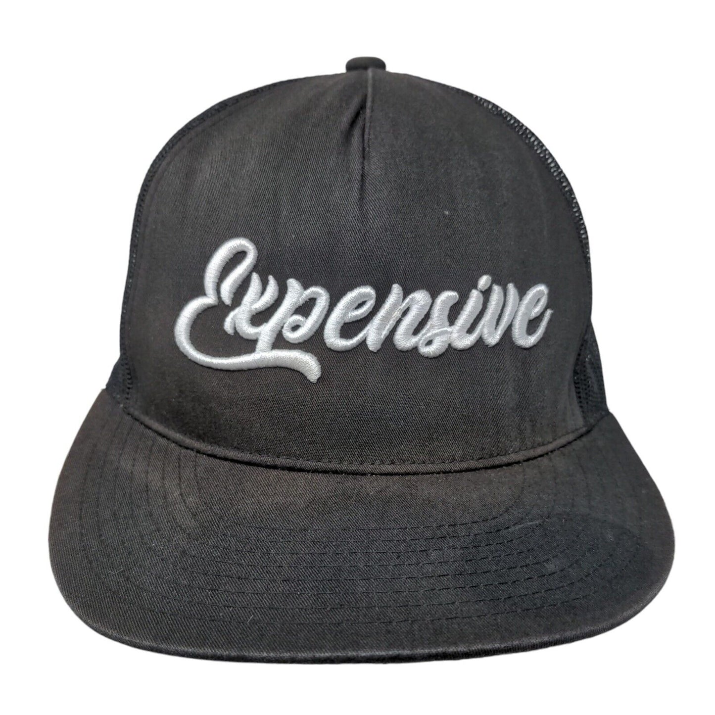 Expensive Snapback Mesh Back Trucker Hat Black One Size Embroidered