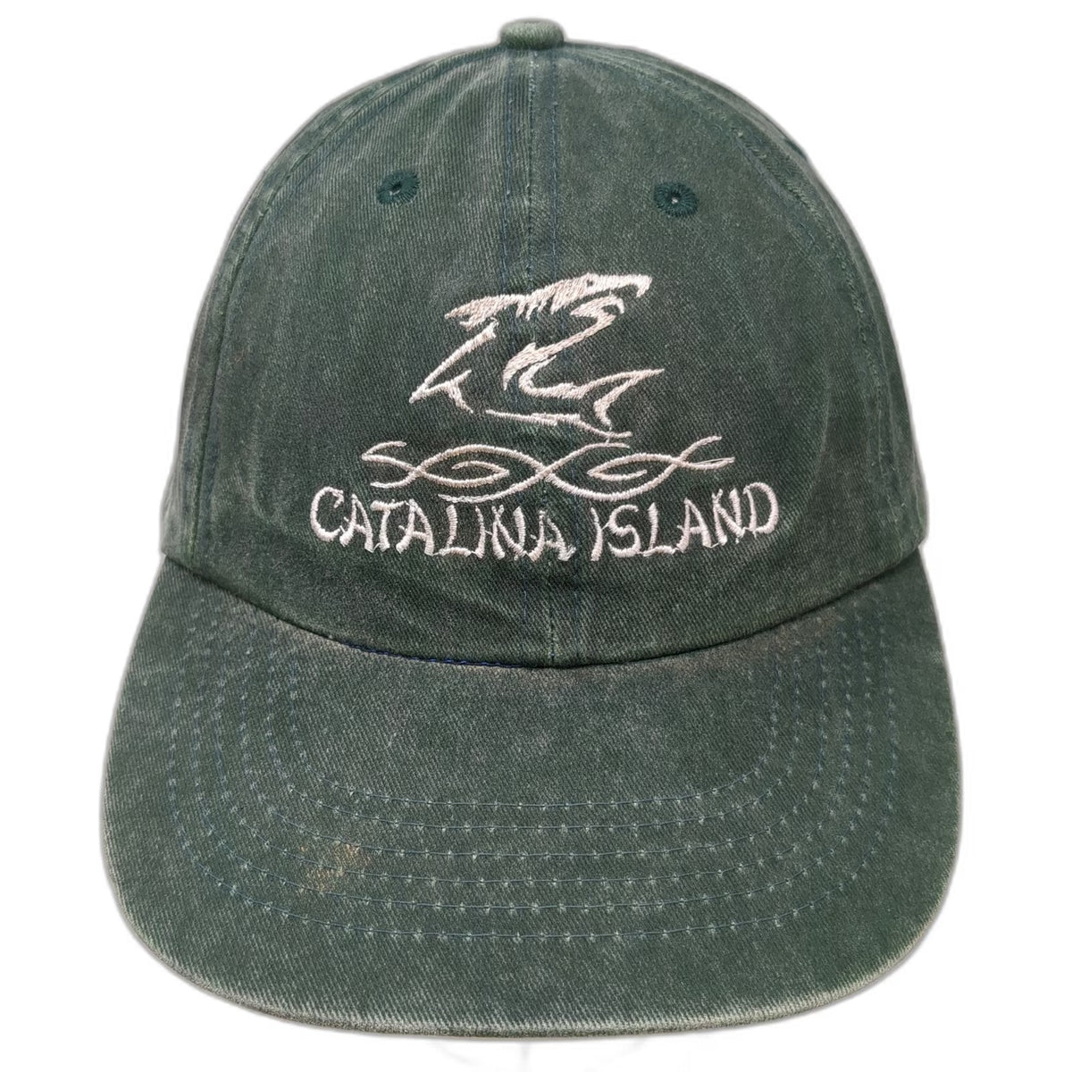 Green Baseball Cap OSFM Catalina Island Fish Embroidery Strapback Hat Fishing