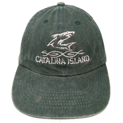 Green Baseball Cap OSFM Catalina Island Fish Embroidery Strapback Hat Fishing
