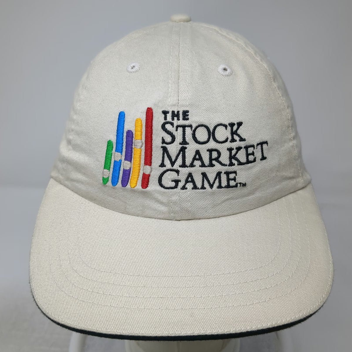 Beige Baseball Cap The Stock Market Game Logo Embroidered Cotton Hat Vintage