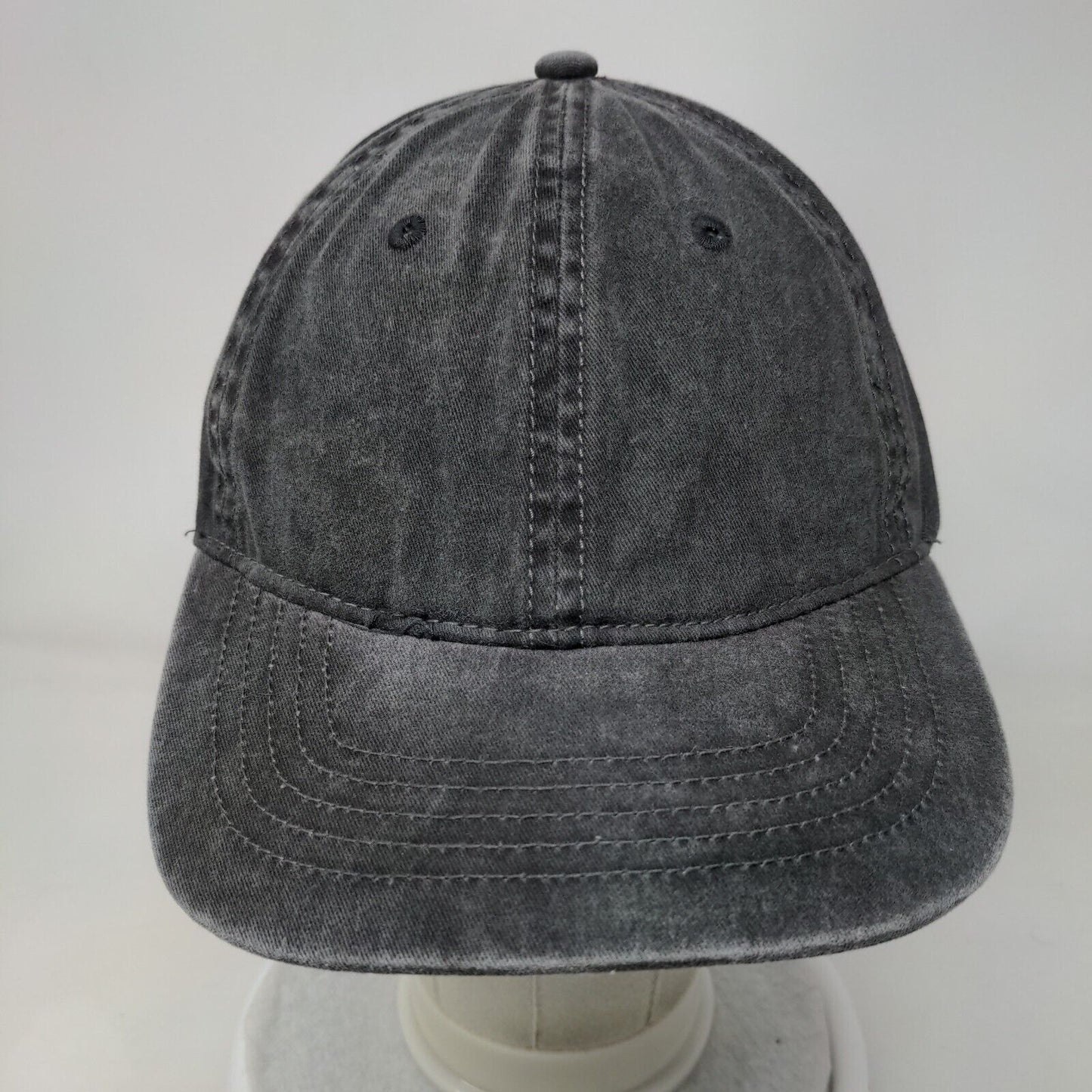 Unbranded Slideback Hat Black Gray OSFM Adjustable Vented Holes 6 Panel Blank