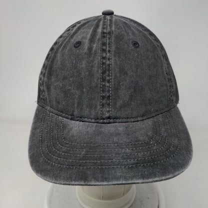 Unbranded Slideback Hat Black Gray OSFM Adjustable Vented Holes 6 Panel Blank