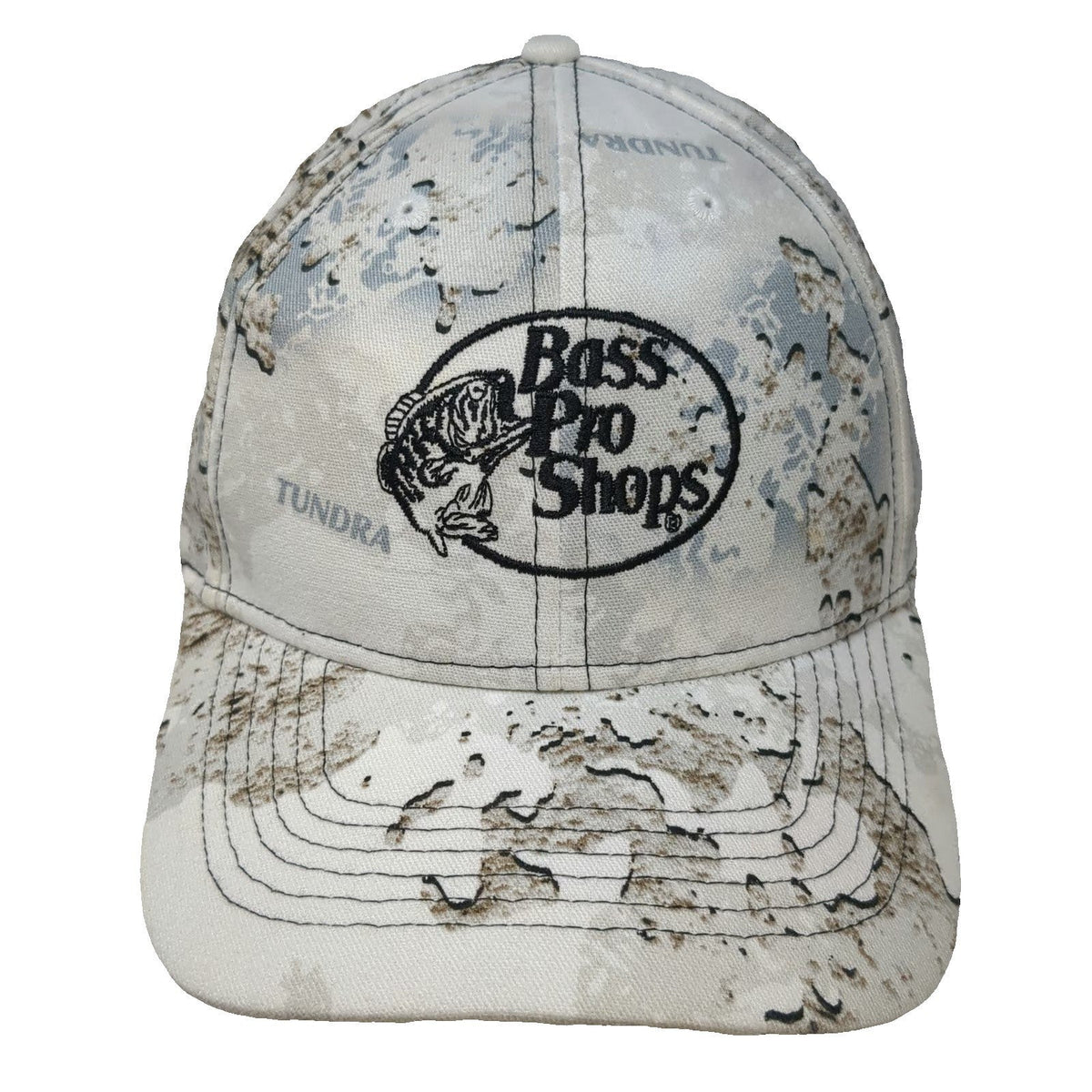 Bass Pro Shops Snapback Hat White One Size Tundra Camo Fishing Hunting Logo