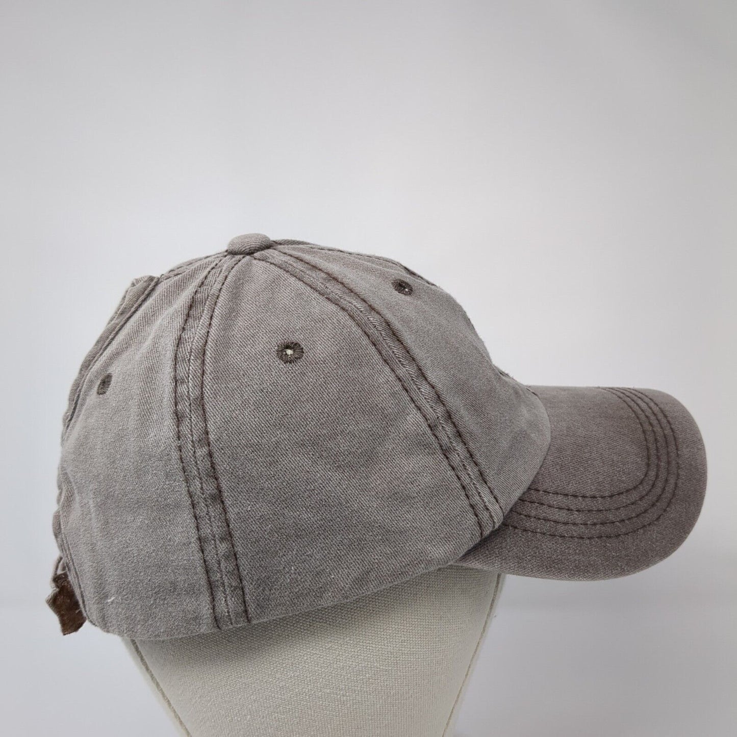Unbranded Strapback Ponytail Hat Brown One Size Adjustable Solid Blank