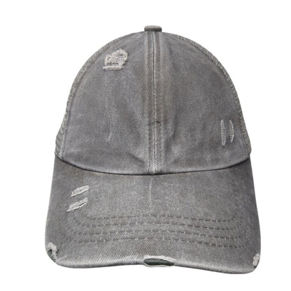 Unbranded Strapback Trucker Hat Gray One Size Ponytail Mesh Back Blank