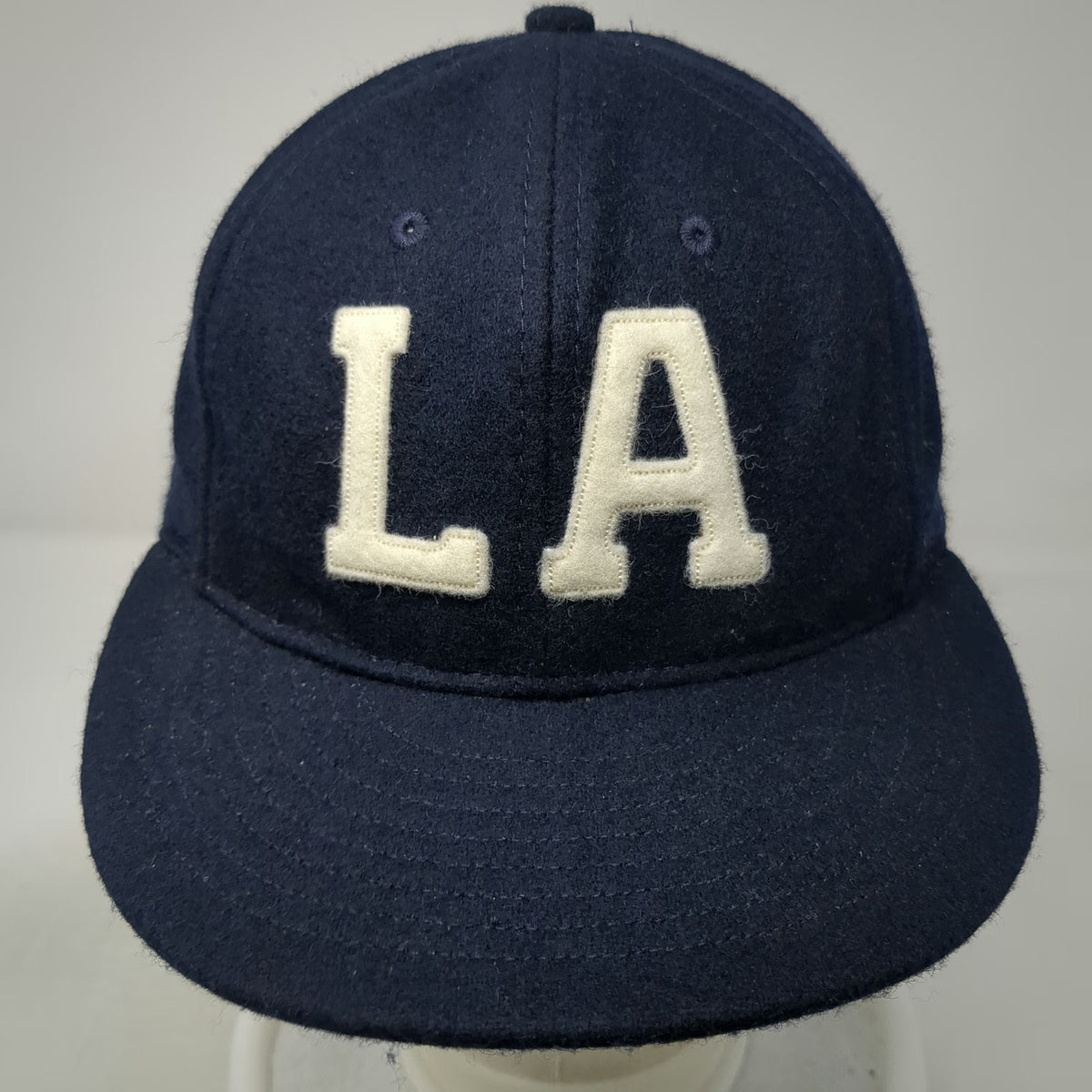 Ebbets Field Cap Blue Wool Leather Strap Green White LA Hat Vintage W/Tags