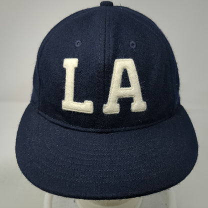 Ebbets Field Cap Blue Wool Leather Strap Green White LA Hat Vintage W/Tags