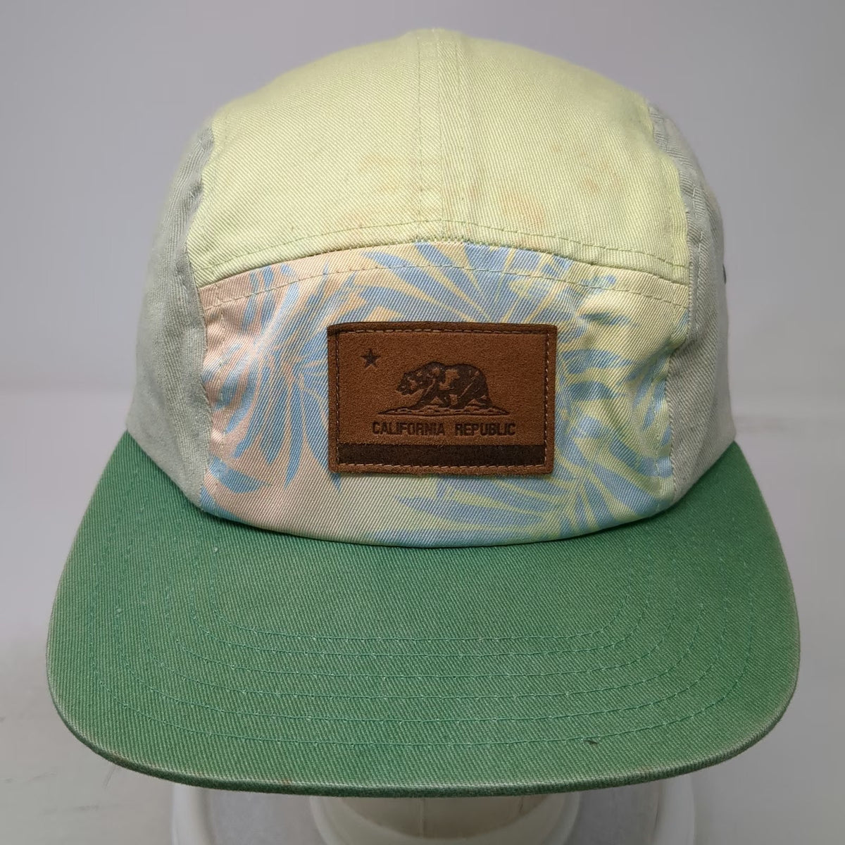 Locale 5 Panel Hat Green Yellow One Size California Republic Bear Palm Leaf