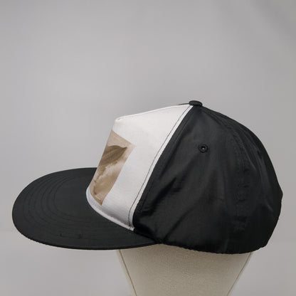 Unbranded Snapback Hat Black One Size Adjustable 6 Panel Vented Holes Polyester