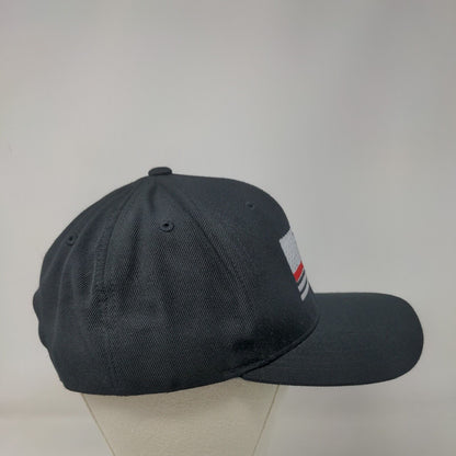 American Flag Tennis Racket Snapback Hat Black One Size Embroidered